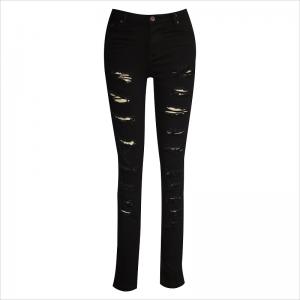 Över rippade svarta skinny jeans WS1015